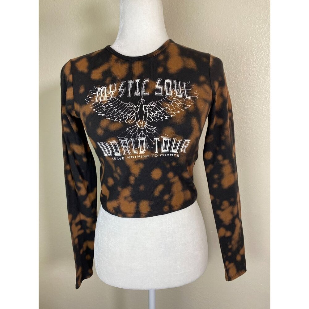 Hollister Mystic Soul World Tour Long Sleeve Crop Top Size Medium Tie-Dye Baby t